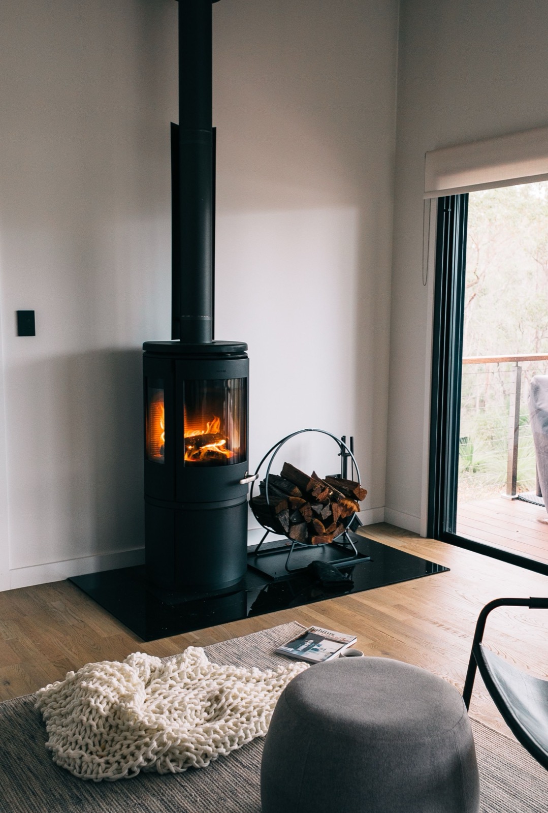A warm, comfortable living room — the actual point of a working heating system